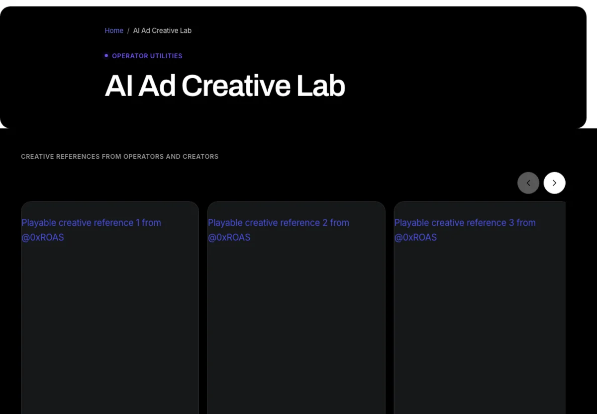Operators Library AI Ad Creative Lab member interface