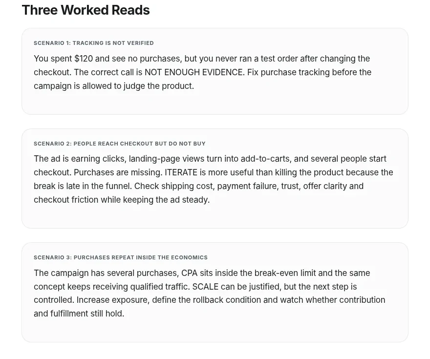 Operators Library Campaign Decisions member lesson with worked campaign reads