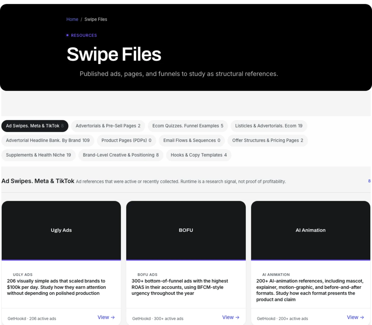 Operators Library Swipe Files reference library