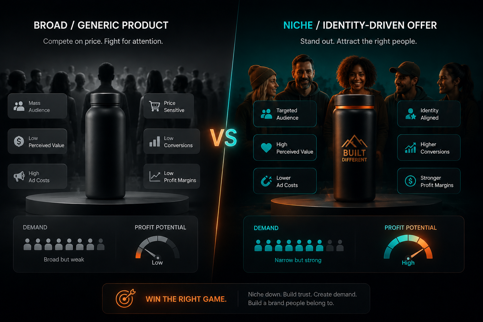 Comparison between generic products and niche-focused products